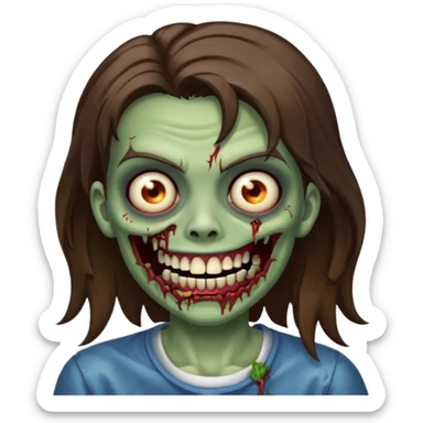 zombie with Brunette  hair and grillz  sticker