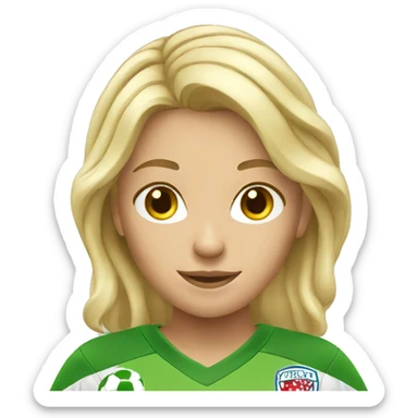 blond women with soccer  sticker