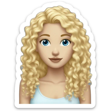 Tall curly blonde girl blue eyes pale  sticker