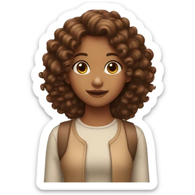 girl with curly brown hair sticker