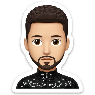 Jon B, White R&B Singer with light skin, dark brown hair, black sequin outfit sticker