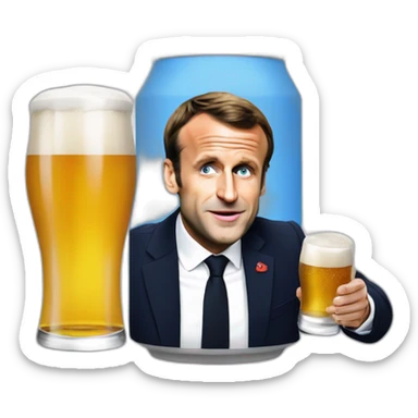 Emmanuel Macron qui boit une bière  sticker