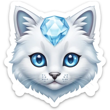 cute crystal kitten, snowy fur, icy blue eyes sticker