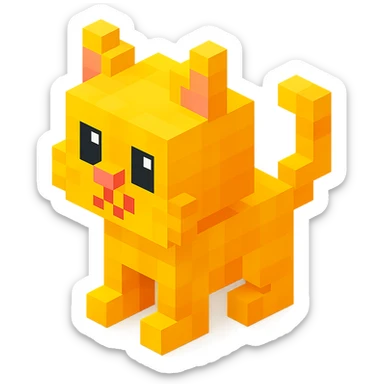 voxel style cat, isometric view sticker