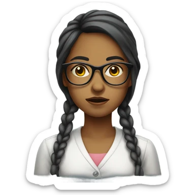 portrait of a girl with glasses sick sticker