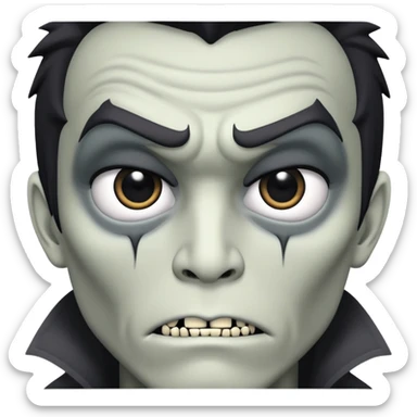 small Rick Astley head sideways that is gray and his face is completely covered in black with anime animated monster zombie eyes sticker