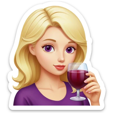 Blonde woman drinking grape juice sticker