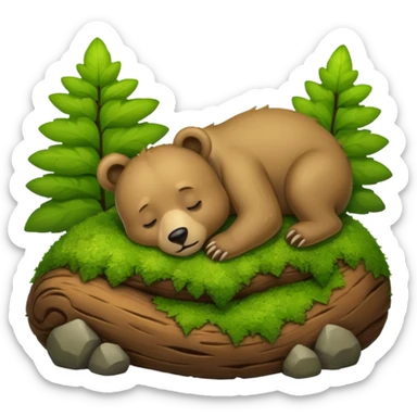 bear cub hugging moss pillow asleep sticker