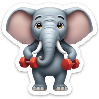 Elephant with face mask lifting weights sticker