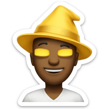 yellow Emoji wearing hat with text happy New Year sticker