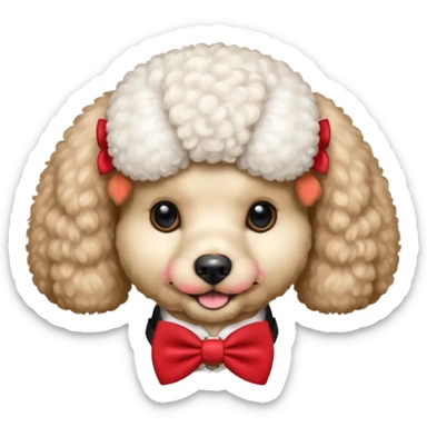 Poodle with red bow tie, half body sticker