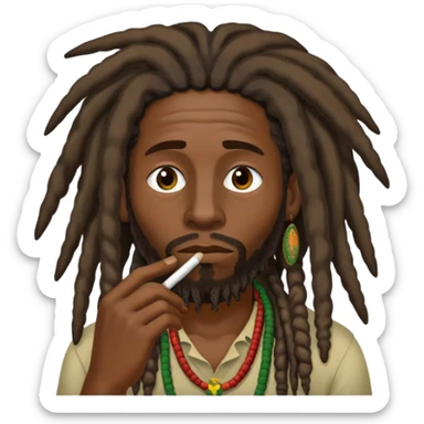 Rastaman thinking thats its time to smoke question mark sticker