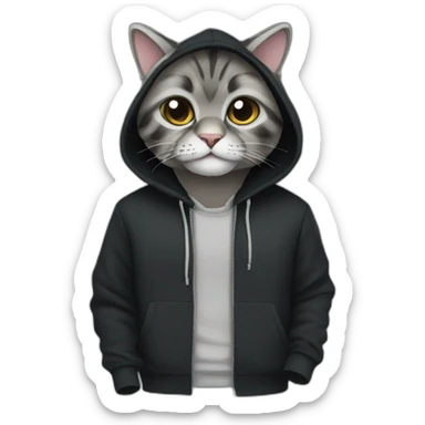 Cat manul in a black hoodie sticker