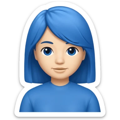 Memoji cabello azul grosera sticker
