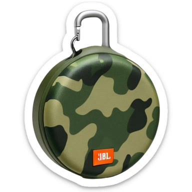 Abstract JBL Clip 4 keeping the signature round shape with clip, basic green camouflage design, iOS emoji style sticker