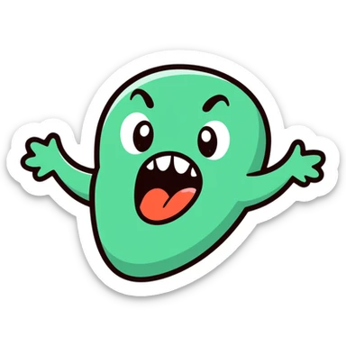 cartoon face screaming 'aahh', exaggerated open mouth, surprised eyes sticker