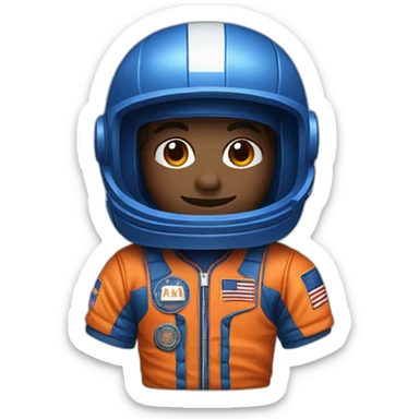 A blue and orange astronaut baseball player sticker