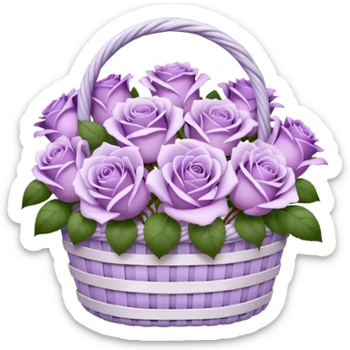 light purple roses and variant lilac flower in white basket sticker
