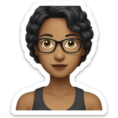 girl with black hair and glasses coaching online sticker