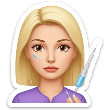 Woman taking a botox only one injection in the face sticker