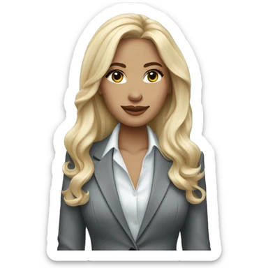 Blonde long hair Tiffany diamond seller in a grey suit sticker