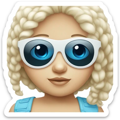 white little baby girl with blue sunglasses sticker