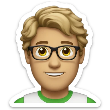 graphic designer man with glasses and green eyes brown and semi-wavy hair the man is white sticker
