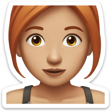 woman with straight red hair and some bange and small brown eyes with long lashes and rosie cheeks  sticker
