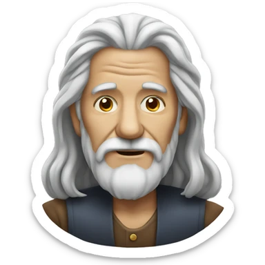 Old man with long hair no beard or mustache sticker