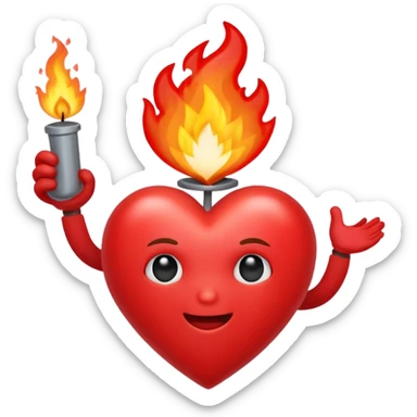 Un corazón humano que en el centro tenga un fuego y una cruz sticker