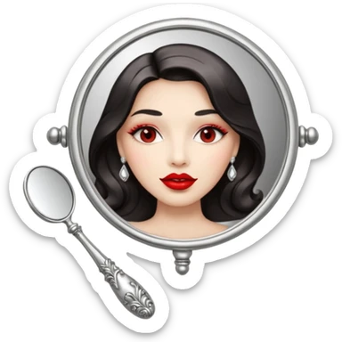 hand mirror, polished silver chrome, erotic vanity aesthetic sticker