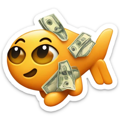 cash flying emoji that looks like a business logo for a company called cheddar sticker