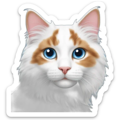 Fluffy cat turkish van blue eyes sticker