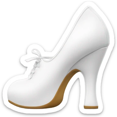 white latex mid heel shoe front and back sticker