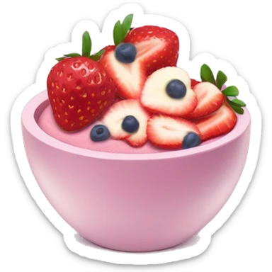 light pink themed acai bowl with strawberries sticker