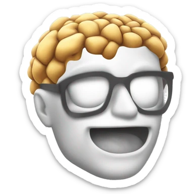 un cerebro con 3 explosiones que salen de la parte superior, simulando que se está derritiendo. la cara color blanca sticker