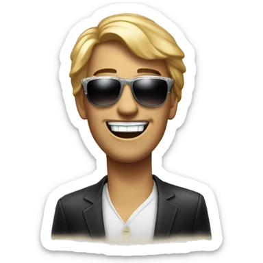 movie star with sunglasses and shiny diamond teeth sticker