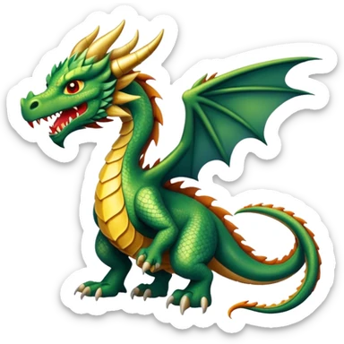 A fierce mythical dragon with scales and wings sticker