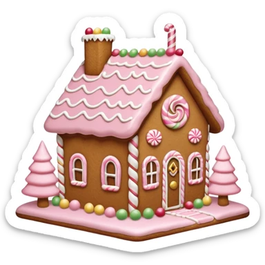 light pink and gold and white gingerbread house sticker