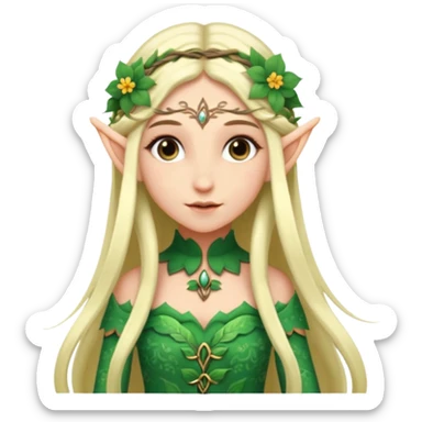 elf wearing flower pattern dress, Half Body. sticker