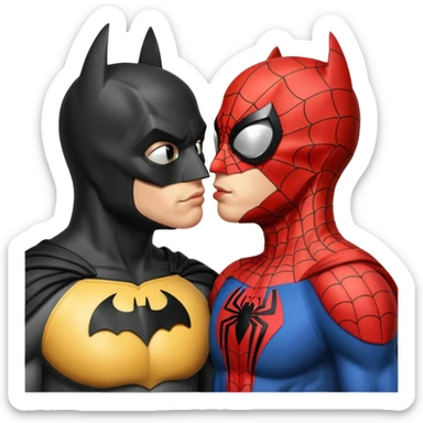 Batman and spiderman kissing sticker