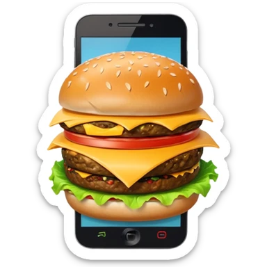 picture of a hamburguer inside of a phone sticker