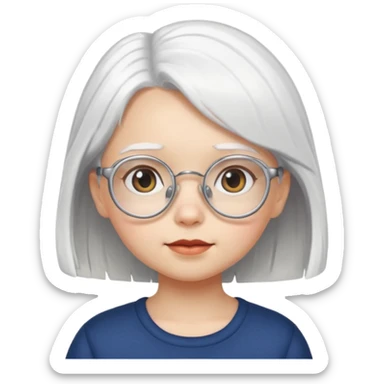 white haired little girl with glassess sticker