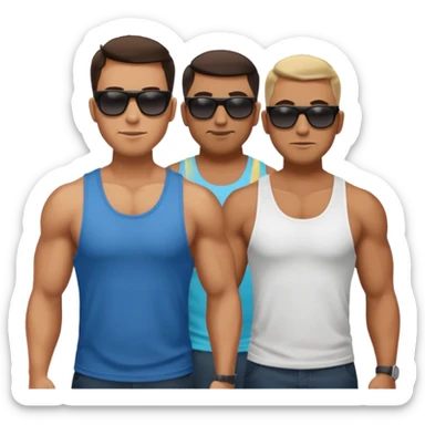 two men forward after the same big then muscular man sticker