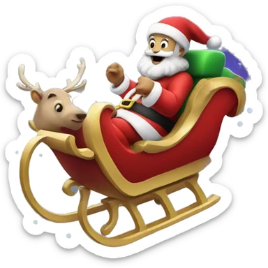 Santa Claus riding sleigh in space sticker