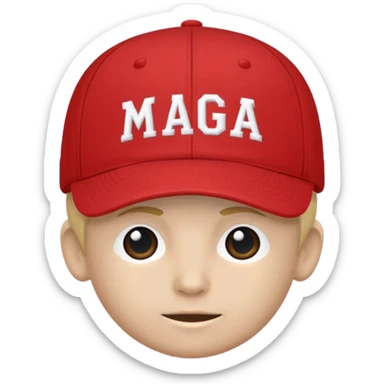 red baseball cap with MAGA on the front sticker