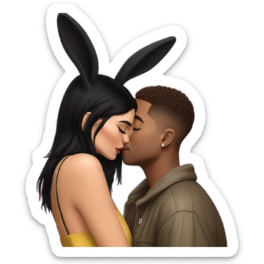 bad bunny kissing kendall jenner sticker