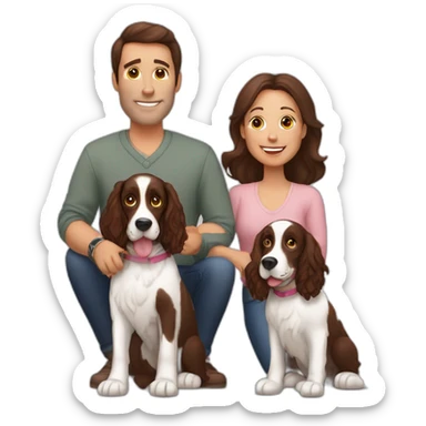 Springer spaniel with owner mom and dad sticker