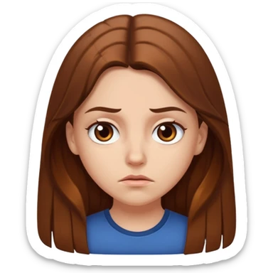 a white girl with brown long hair and brown eyes looking annoyed  sticker