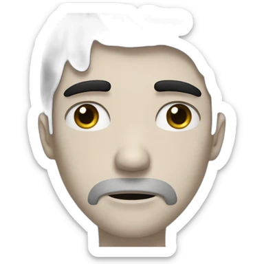 black haired white man very sad crying with tears in his face sticker